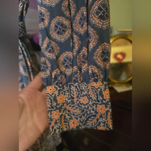 Roller Rabbit long sleeves blue and orange floral dress - Picture 4 of 10